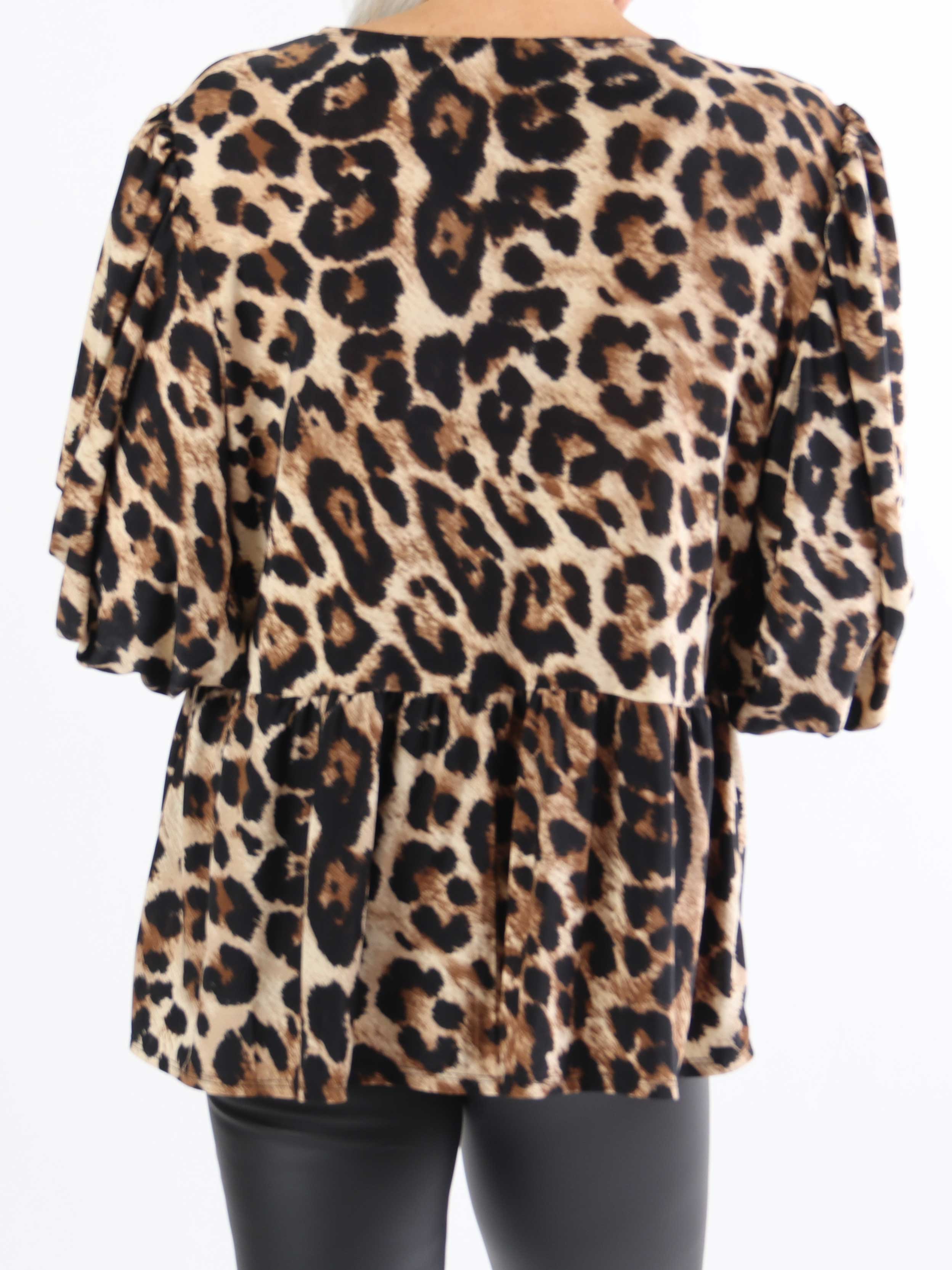 Andrea Leo - Sød leopard bluse med sløjfer